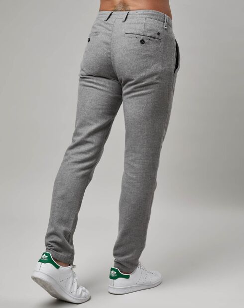 Pantalon Stig Tapered en Coton & Laine  gris chiné