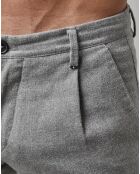 Pantalon Stig Tapered en Coton & Laine  gris chiné