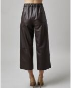 Pantalon jupe-culotte en Cuir d'Agneau marron