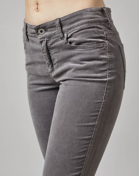 Pantalon slim Albi effet Velours gris clair