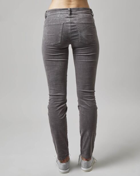 Pantalon slim Albi effet Velours gris clair