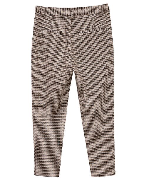 Pantalon Bruno imprimé pied de poule beige/bleu marine