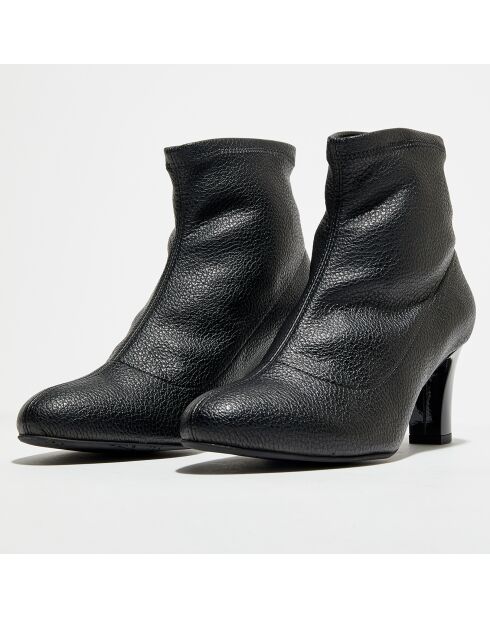 Bottines en Cuir Bomi noires - Talon 6.5 cm
