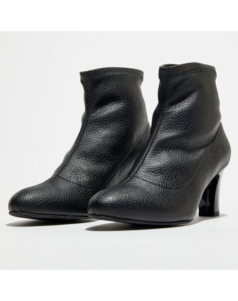 Bottines en Cuir Bomi noires - Talon 6.5 cm