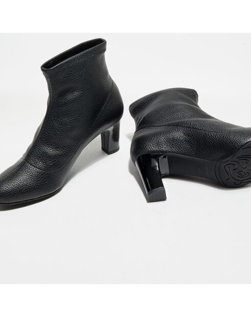 Bottines en Cuir Bomi noires - Talon 6.5 cm