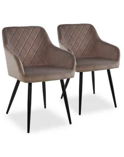 2 Stühle Mariette aus taupefarbenem Samt - 56,6 x 61 x 83 cm