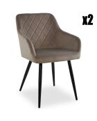 2 Stühle Mariette aus taupefarbenem Samt - 56,6 x 61 x 83 cm