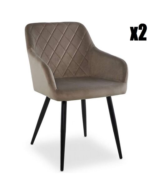 2 Stühle Mariette aus taupefarbenem Samt - 56,6 x 61 x 83 cm