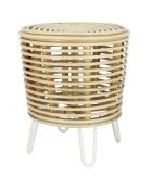 Tabouret en rotin Nusa blanc - D.39xH.46 cm