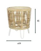 Tabouret en rotin Nusa blanc - D.39xH.46 cm