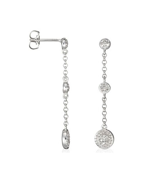 Boucles d'oreilles Trio Pendants Diamants 0.05 ct or blanc