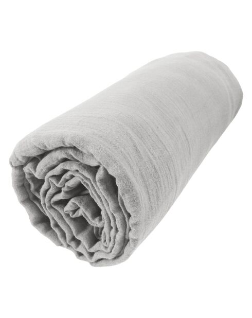 Drap housse  Gaze de Coton Gaïa Nuage gris