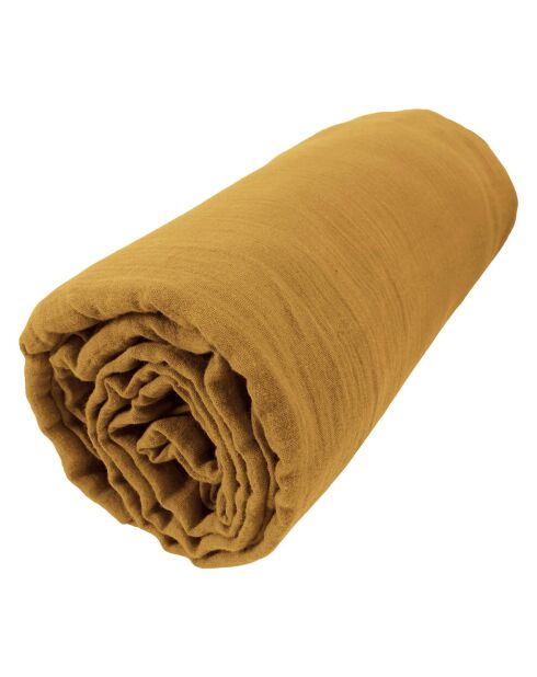 Drap housse  Gaze de Coton Gaïa Safran jaune