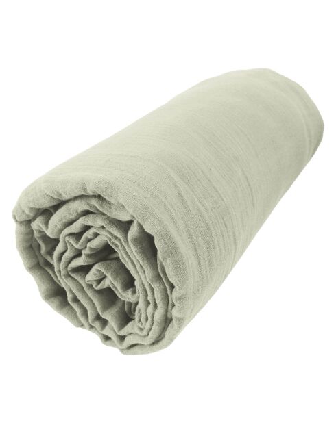 Drap housse  Gaze de Coton Gaïa vert d'eau