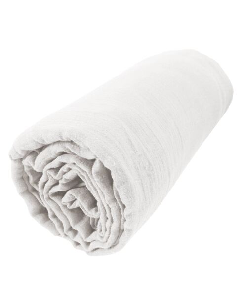 Drap housse 100% Gaze de Coton Gaïa Chantilly blanc