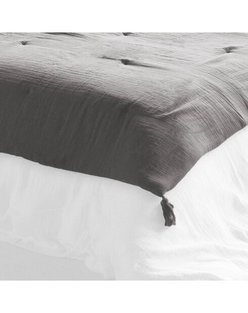 Bout de lit  Gaze de Coton Gaïa Granit anthracite - 90x200 cm