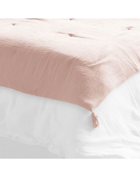 Bout de lit 100% Gaze de Coton Guimauve rose - 90x200 cm