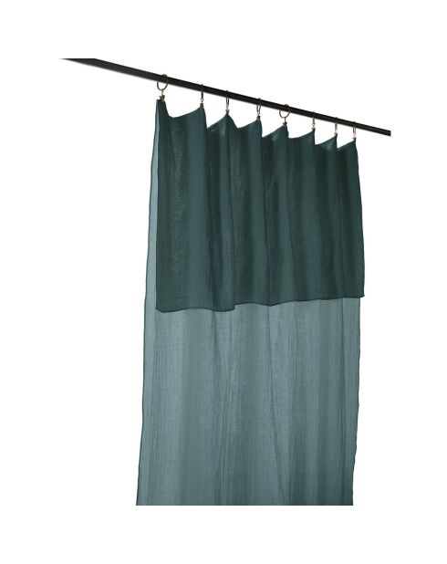 Rideau ajustable Gaïa 100% Gaze de Coton & 8 anneaux pince Canard bleu - 140x300 cm