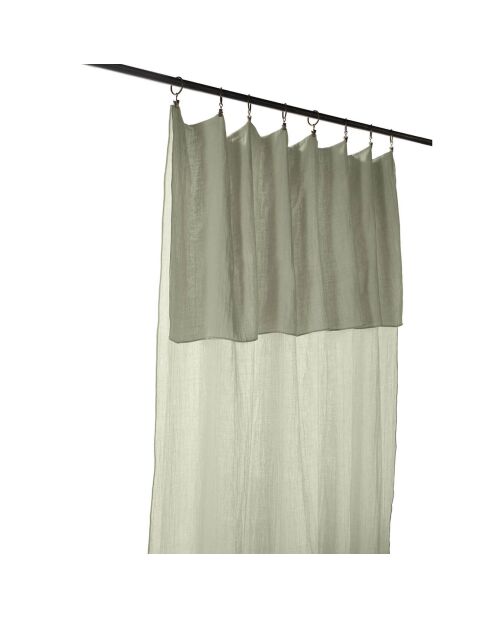 Rideau ajustable Gaïa 100% Gaze de Coton & 8 anneaux pince vert d'eau - 140x300 cm