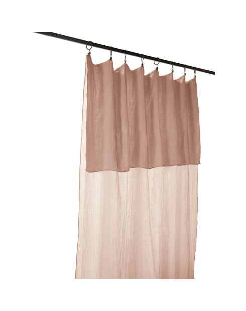 Rideau ajustable Gaïa 100% Gaze de Coton & 8 anneaux pince Guimauve rose - 140x300 cm