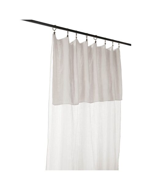Rideau ajustable 100% Gaze de Coton & 8 anneux pince Chantilly blanc - 140x300 cm