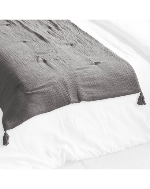 Édredon  Gaze de Coton Gaïa Granit anthracite - 150x150 cm