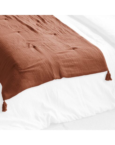 Édredon  Gaze de Coton Gaïa Terracotta orange - 150x150 cm