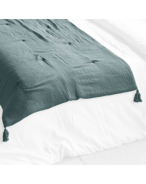 Bout de lit  Gaze de Coton Gaïa bleu - 150x150 cm