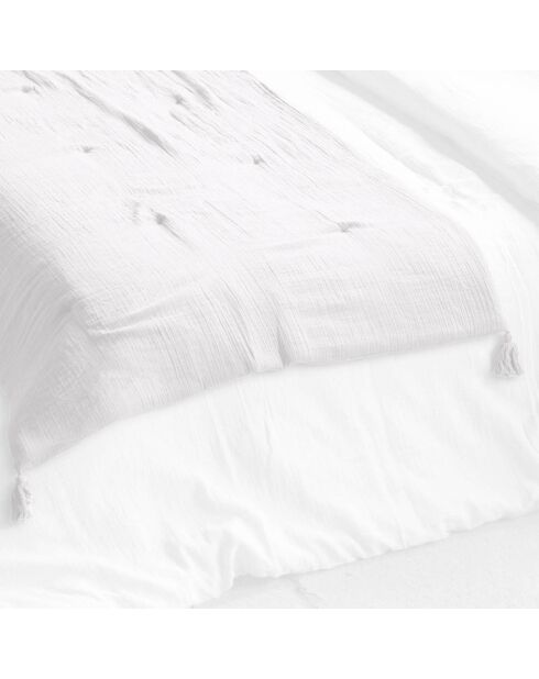 Edredon 100% Gaze de Coton Chantilly blanc - 150x150 cm