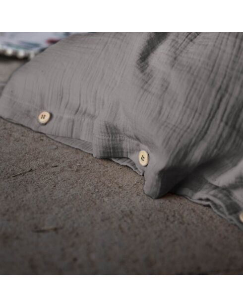 Housse de couette Gaze de Coton Gaïa Granit anthracite