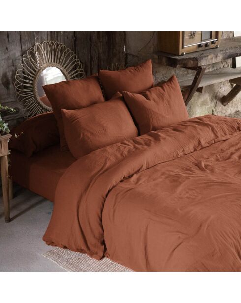 Housse de couette Gaze de Coton Gaïa Terracotta orange