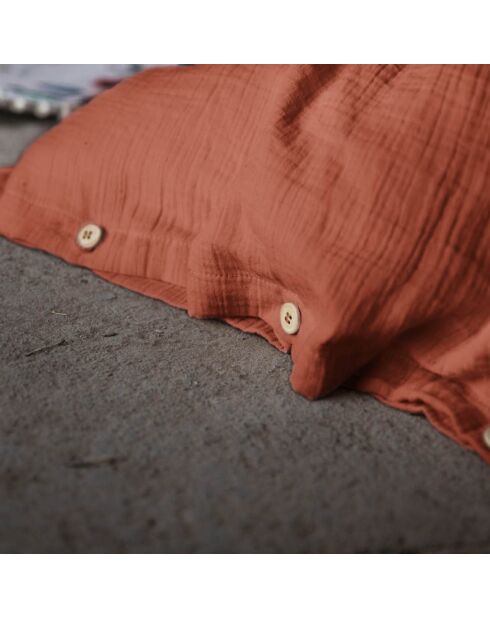 Housse de couette Gaze de Coton Gaïa Terracotta orange