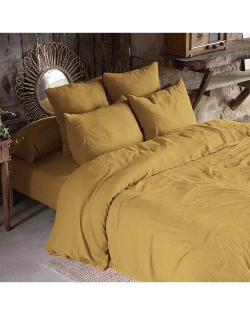 Housse de couette Gaze de Coton Gaïa Safran jaune