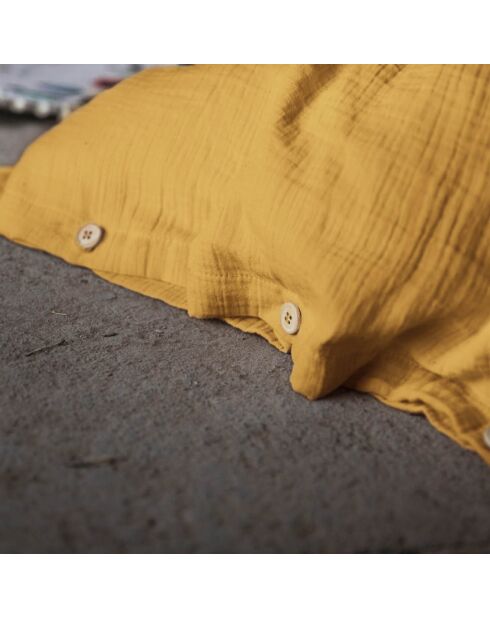 Housse de couette Gaze de Coton Gaïa Safran jaune