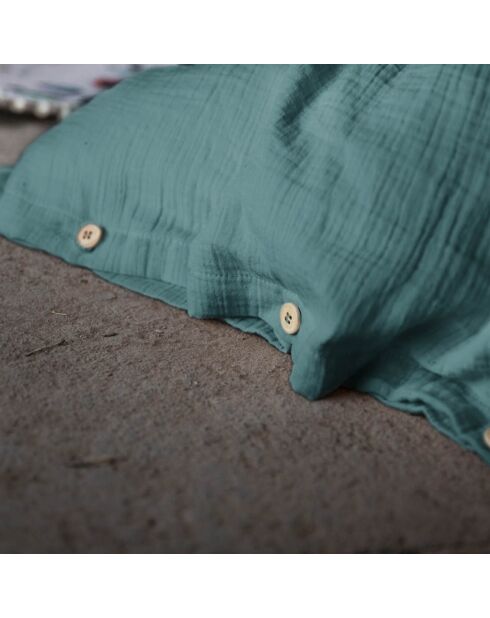 Housse de couette Gaze de Coton Gaïa bleu