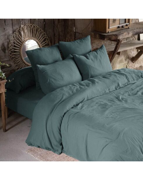 Housse de couette Gaze de Coton Gaïa bleu