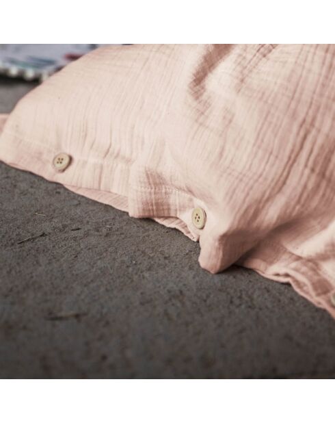Housse de couette Gaze de Coton Gaïa Guimauve rose