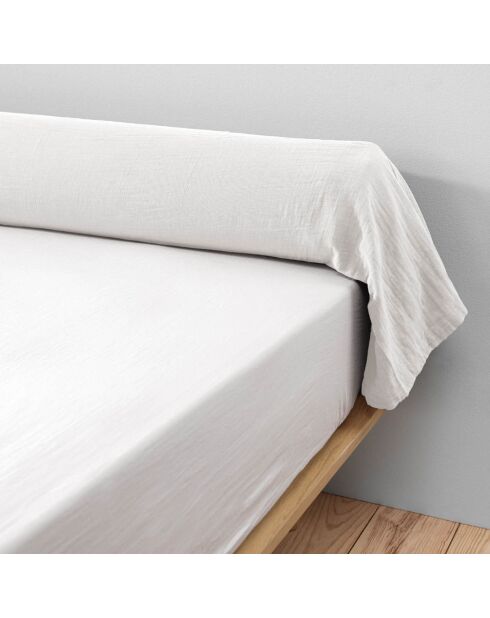 Taie de traversin  Gaze de Coton Gaïa Chantilly blanche - 85x185 cm