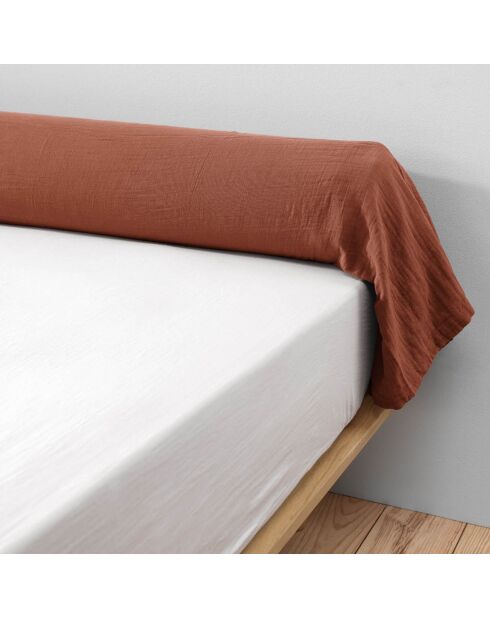 Taie de traversin  Gaze de Coton Gaïa Terracotta orange - 85x185 cm