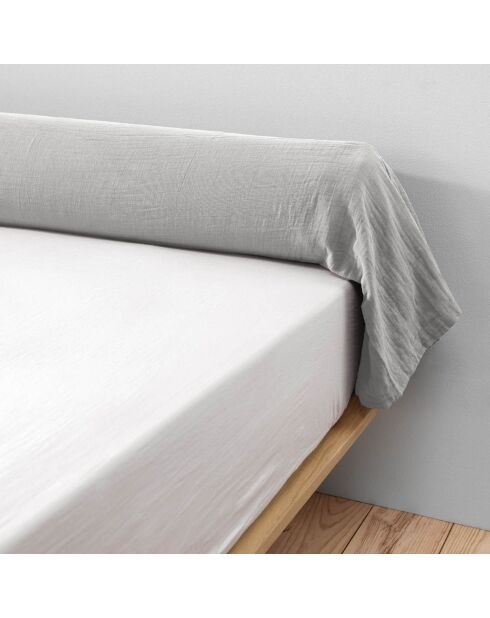 Taie de traversin  Gaze de Coton Gaïa Nuage grise - 85x185 cm