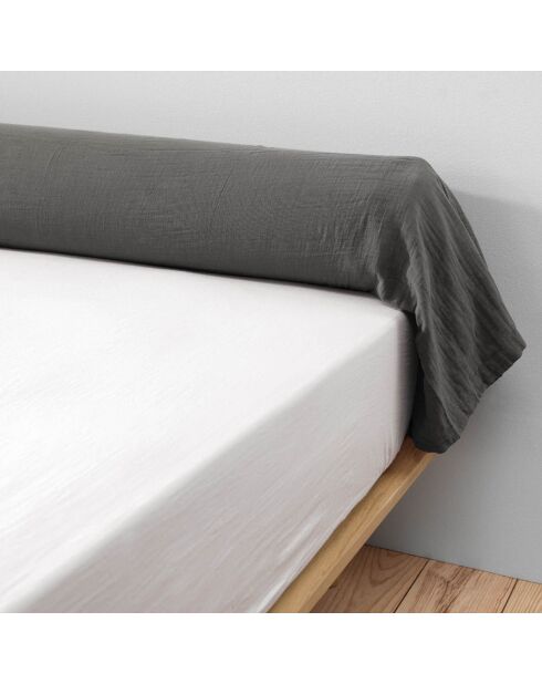 Taie de traversin  Gaze de Coton Gaïa Granit anthracite - 85x185 cm
