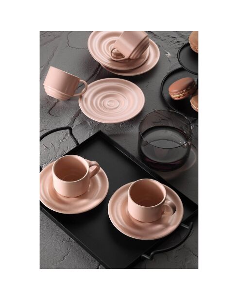 Service à café en Porcelaine rose - 12 pièces