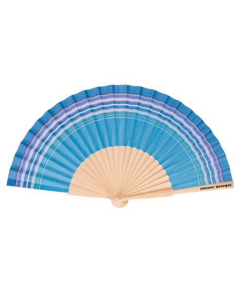 Éventail Anne bleu - 23 cm