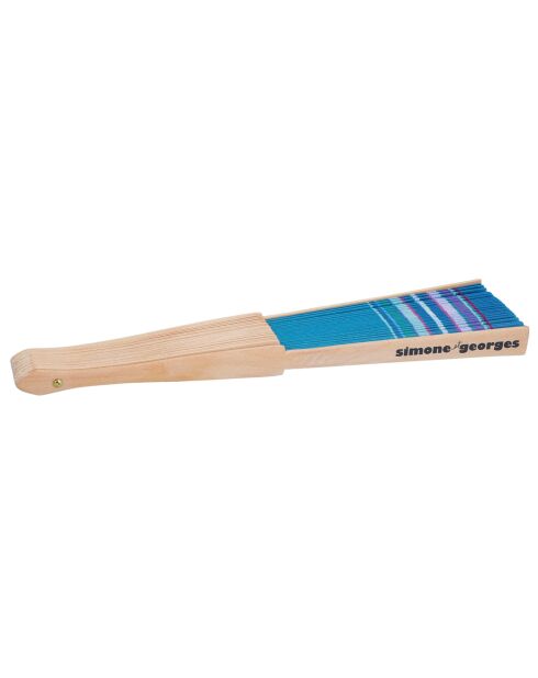 Éventail Anne bleu - 23 cm