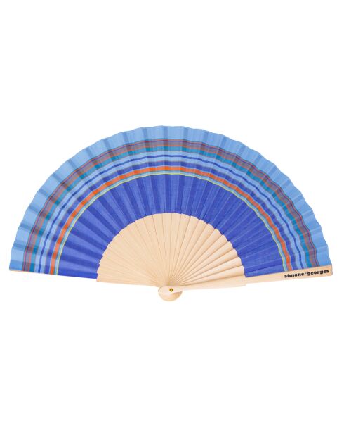 Éventail Vincent bleu - 23 cm