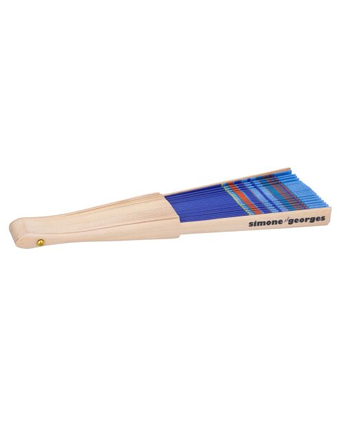 Éventail Vincent bleu - 23 cm