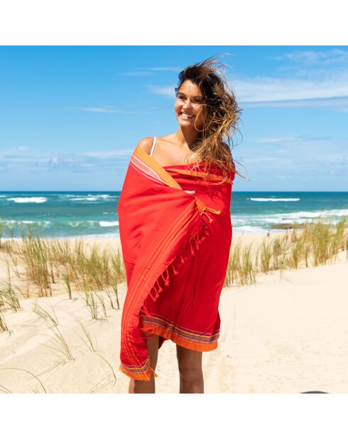 Serviette Kikoy Carbet rouge - 165x95 cm