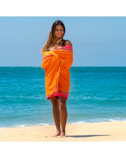 Serviette Kikoy Macouba orange - 165x95 cm