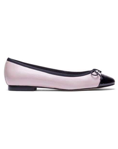 Ballerinas Claude aus Leder in Nude/Schwarz - 10 cm Absatz