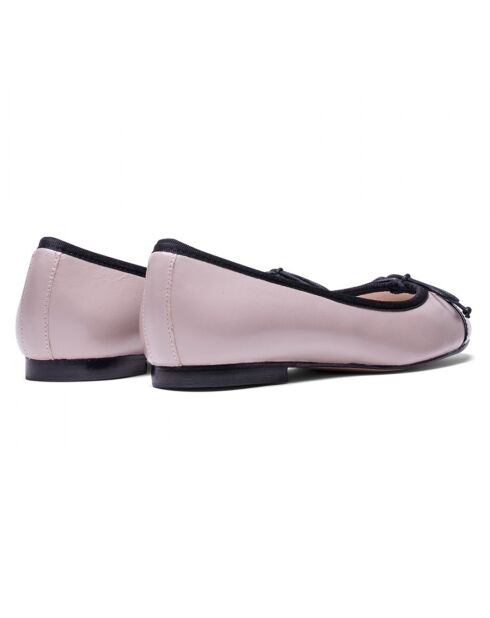 Ballerinas Claude aus Leder in Nude/Schwarz - 10 cm Absatz